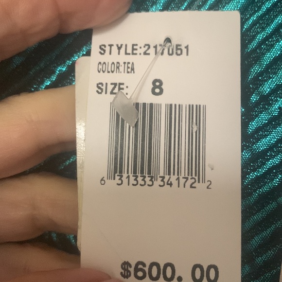 Rickie Freeman for Teri Jon Metallic Jacquard Off the Shoulder gown - Picture 9 of 9